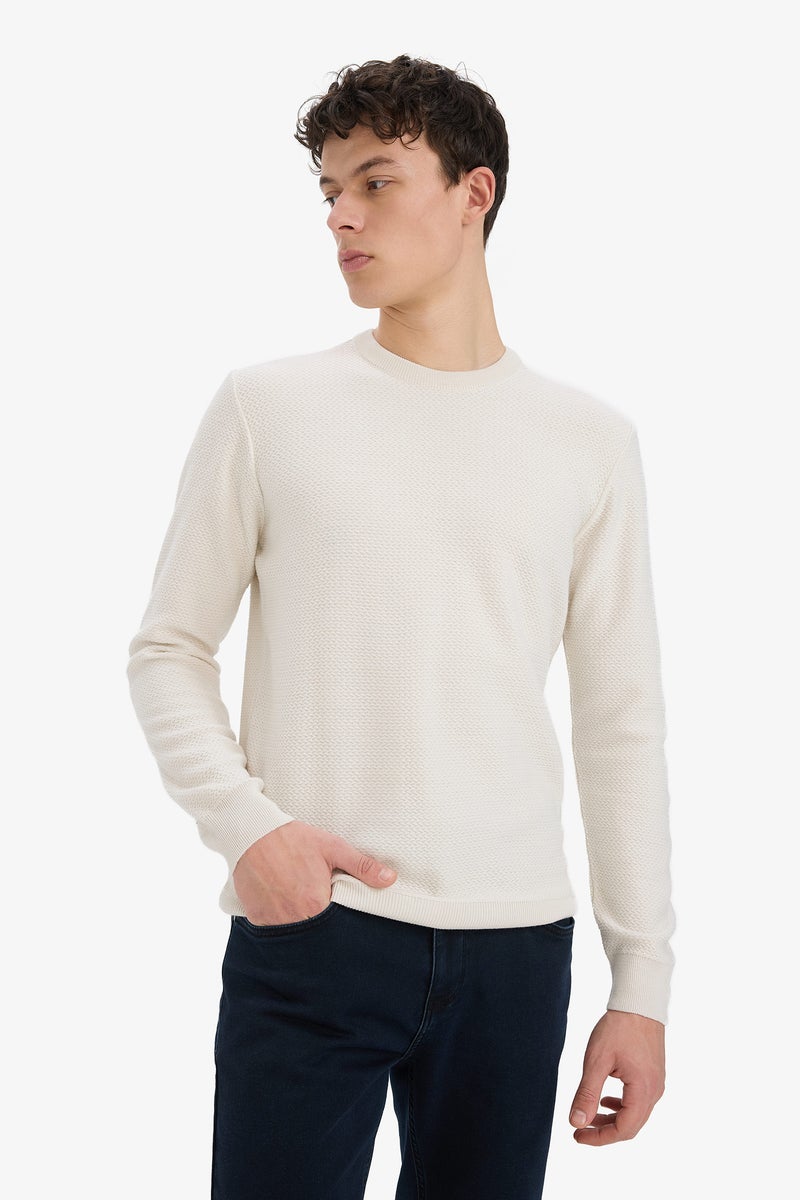 DeFacto Beige Man Standard Fit Crew Neck Knitwear Pullover Casual - Image 3
